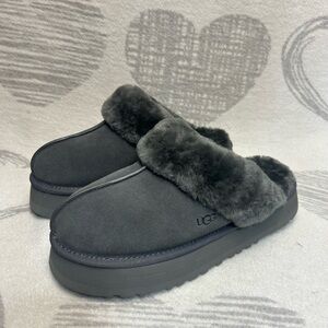 UGG Charcoal Gray Shearling-Lined Slip-On Clogs